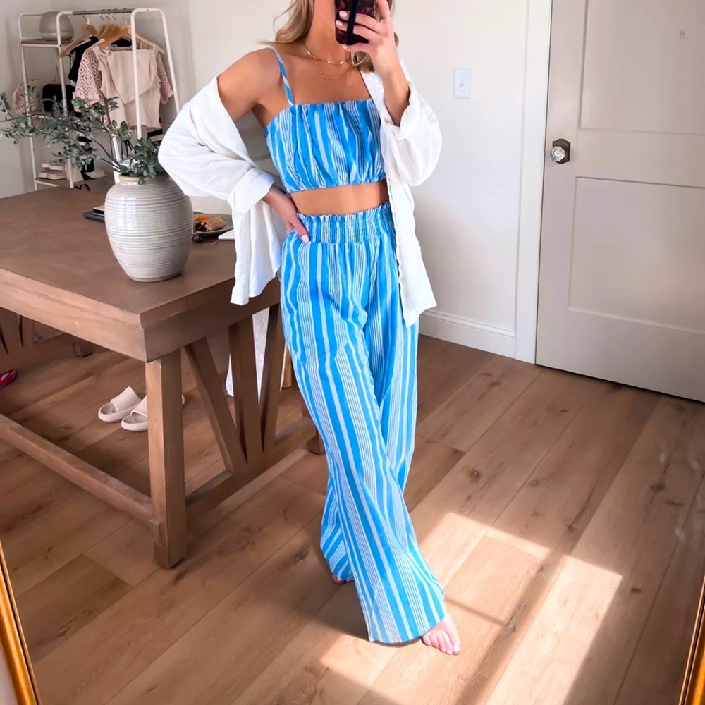 Women’s Woven Bubble Hem Tank Top & Matching Pants